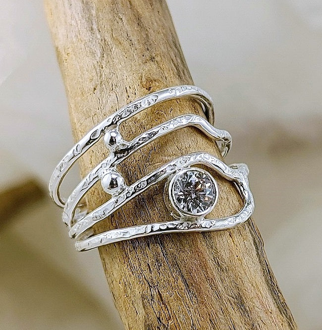 Organic 4 strand ring with CZ