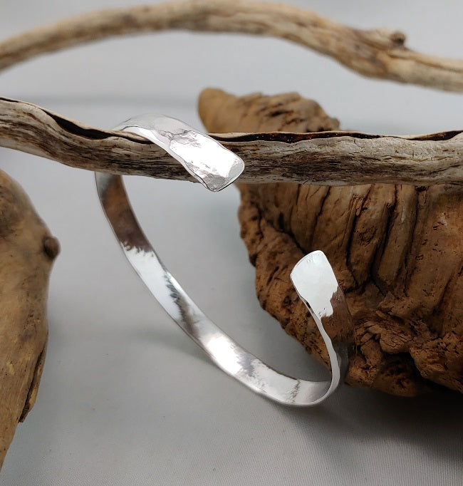 Heavy hammer forged silver Cuff bracelet