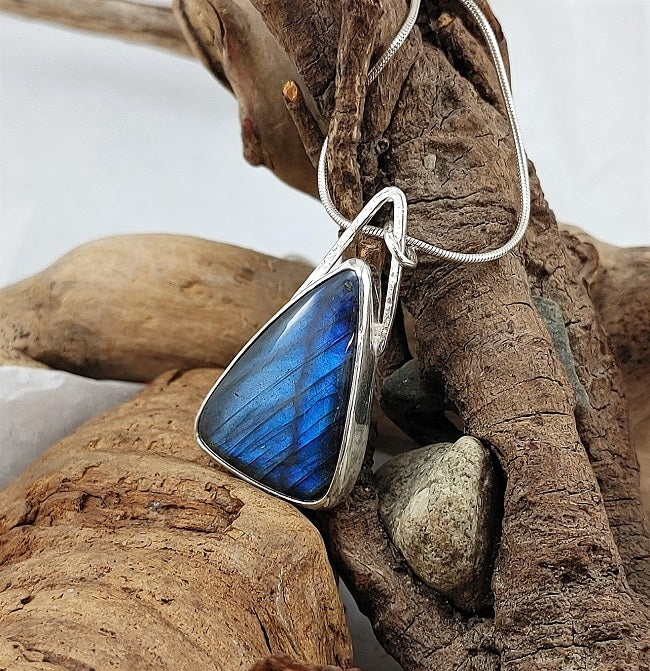 Labradorite Triangle pendant pierced back