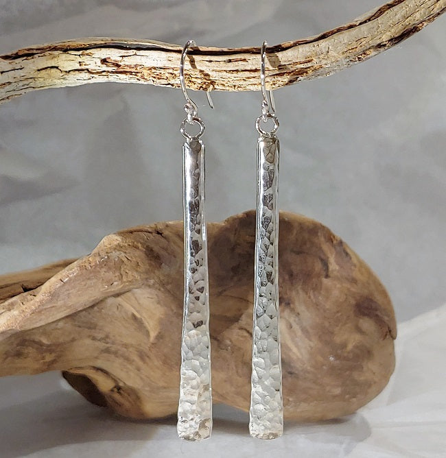 Long Hammered/Forged Stick Earrings