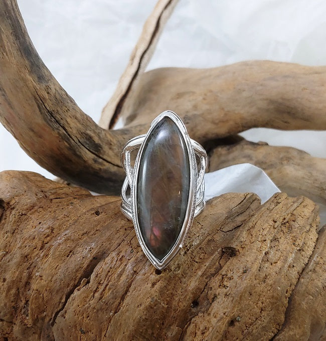 Marquise Labradorite Filigree Ring - one of a kind