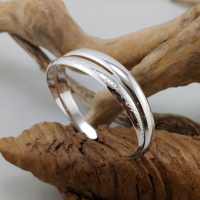 Nested double band silver cuff