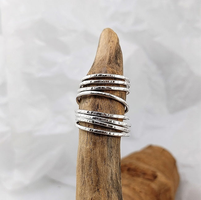 Hammered Silver Stacking Rings