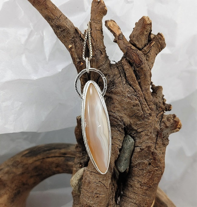 Plume Agate Pendant - Sterling silver