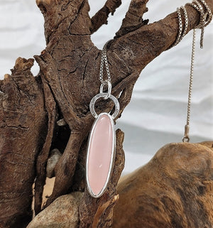 Long drop Rose Quartz and Aventurine pendants