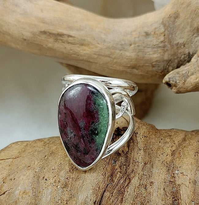 Ruby Zoisite filigree ring