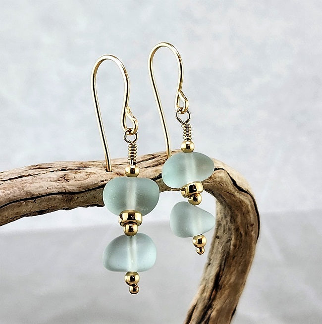 Sea Glass earrings - 14k goldfill