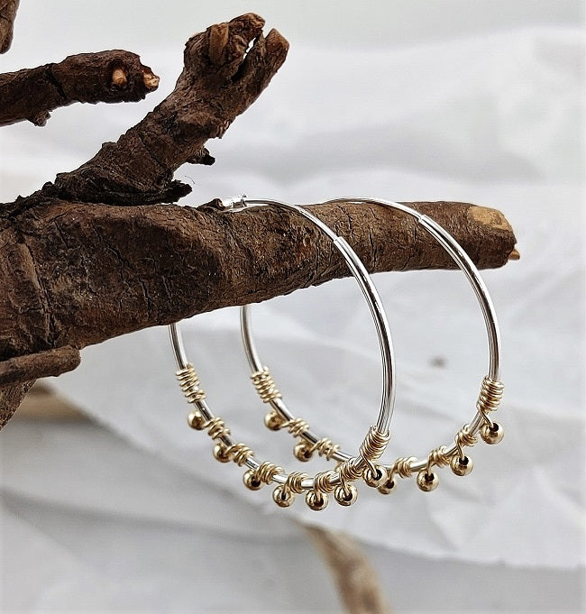 Sterling Hoops with 14k goldfill beads and wire