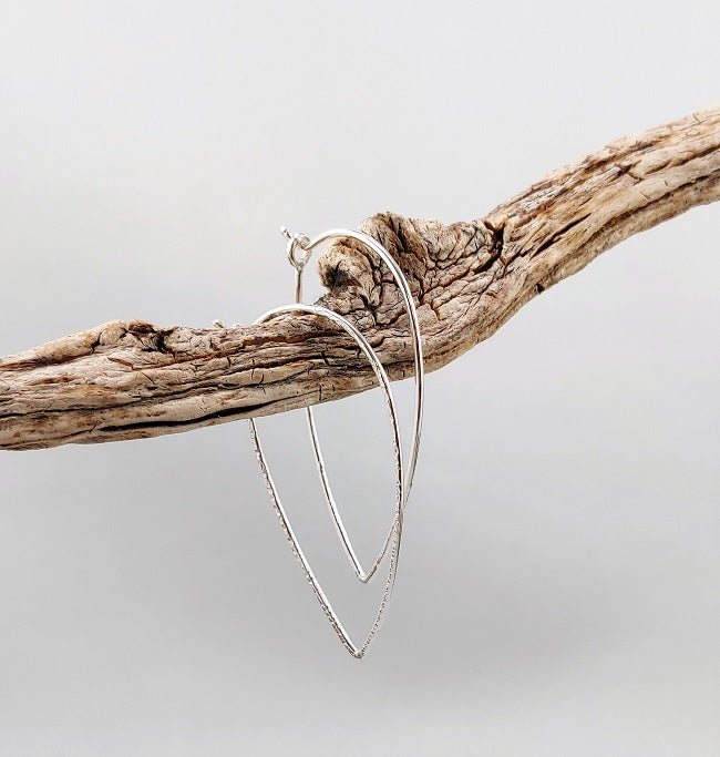 Hammered teardrop hoop - 2.0 inches