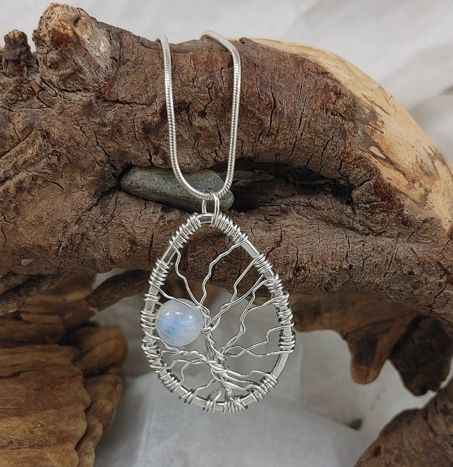 Tree of Life - wire wrapped silver/Moonstone