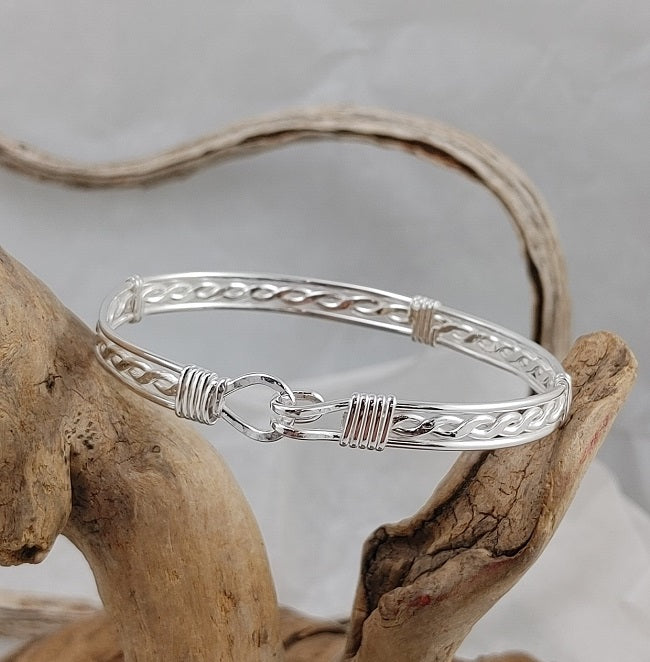 Three strand twist clasp bracelet - 16 gauge silver