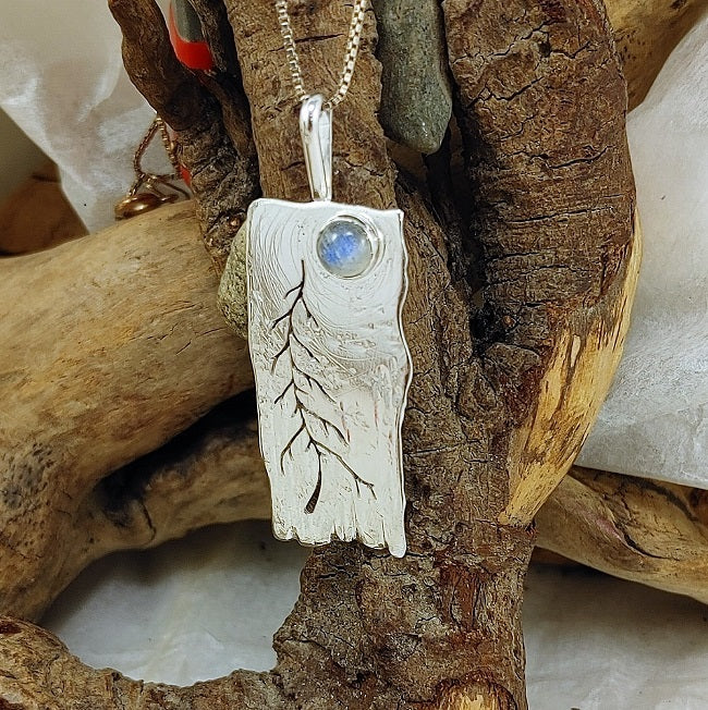Whimsical Tree pendant - rainbow moonstone