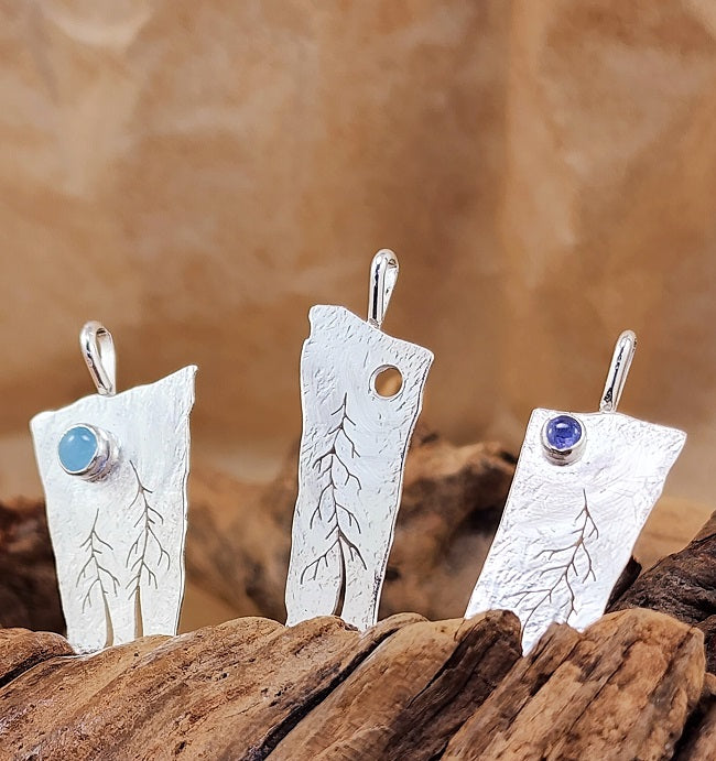 Whimsical Tree Pendants - Plain, Aquamarine & Tanzanite