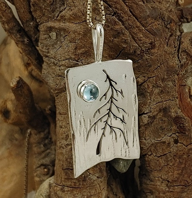 Whimsical single tree - blue topaz