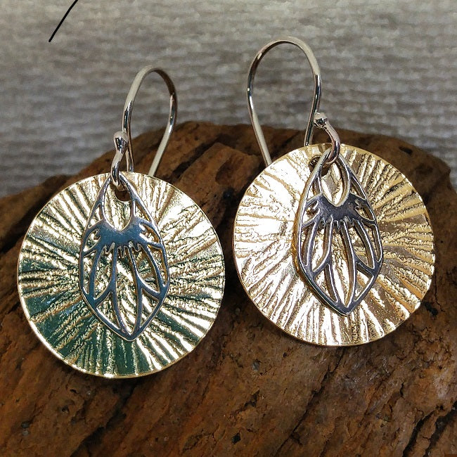 Disc earrings - hammered brass and sterling Amoracast findings